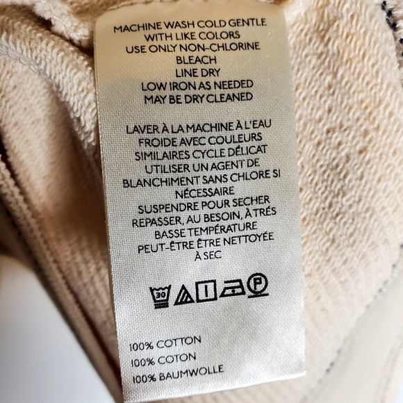 Pilcro Star Patch Ivory & Blue Oversized terrycloth sweatshirt Size XS NWT - Picture 8 of 11